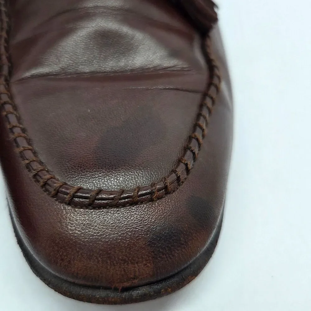 Bruno Magli 29920 Legacy Mens Brown Leather Tassel Italian Loafers Size US 8 M